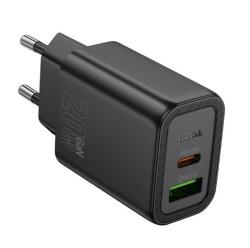 hoco. N61 încărcător de rețea USB+Type-C (20W, încărcător rapid PD 3.0) NEGRU (N61_B)