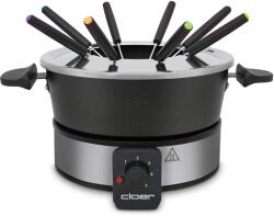 Cloer Fondue Cloer 6679 pentru 8 persoane, oala din aluminiu acoperit, inclusiv protectie impotriva stropilor, 8 furculite cu coduri de culoare 1, 5 litri, 1000 W, argintiu, negru (6679)