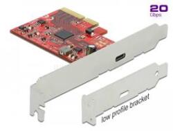 Delock PCI Express x4 Kártya - 1 x külső SuperSpeed USB 20 Gbps (USB 3.2 Gen 2x2) USB Type-C hüvely (DL89035) (DL89035)
