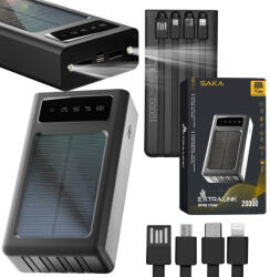 Extralink EPB-092 20000mAh Black | Powerbank | Solar Power bank, USB-C (EX-19652)