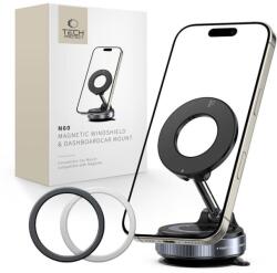 Tech-Protect N60 Mágneses Magsafe Szélvédőre és Műszerfalra szerelhető autós tartó Fekete
