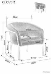 SIGNAL MEBLE Clover Brego Kényelmes Szürke Fotel Fekete Fémvázas (SIG-CLOVERBRCSZ)