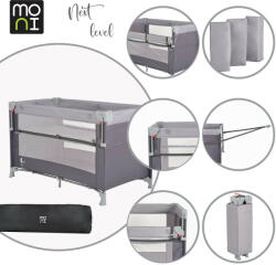 Moni Next level utazóágy lehajtható oldalfal 2 szint szürke