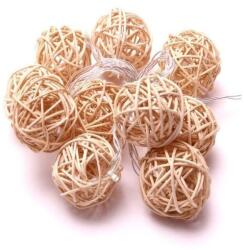 Iris 4616414 Gömb alakú fonott/rattan/1, 5m/meleg fehér/10db LED-es/3xAA elemes fénydekoráció (MEN-R1-22283)