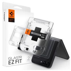 Spigen ez fit képernyővédő üveg 2db, 2.5d, tokbarát, ultravékony, 0.2mm, 9h + segédkeret, átlátszó, kompatibilis: Samsung Galaxy Z Flip5 5G, SM-F731 (SG147196)