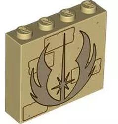 LEGO® 49311pb036c2 - LEGO világos krémszínű (tan) kocka 1 x 4 x 3 méretű, falra festett Jedi Rend mintával (49311pb036c2)