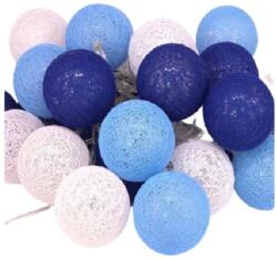 Iris 4616605 Gömb alakú 6cm/színes fonott/4, 5m/kék-v. kék-fehér/30db LED-es/USB-s fénydekoráció (MEN-R1-22302)