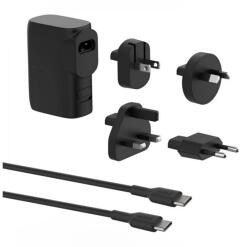 Belkin BOOST CHARGE HYBRID utazó töltő USB+Type-C aljzat (25W, beépített 5000mAh akku, EU, UK, US, AU) FEKETE BPZ003BT1MBK-B6 (BPZ003BT1MBK-B6)