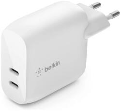 Belkin DUAL hálózati töltő 2 Type-C aljzat (40W, PD gyorstöltő 3.0) FEHÉR WCB006VFWH (WCB006VFWH)