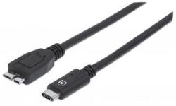 Manhattan USB 3.0 Micro-B male - USB 3.1 Type-C (USB-C) M/M 1m kábel fekete (353397) (353397) (353397)
