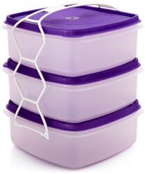  Kocka alakú 3-as ételhordó többféle változatban