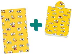  Strandkészlet SMILE - Fürdőlepedő 100×180 cm és poncsó 80×145 cm, sárga