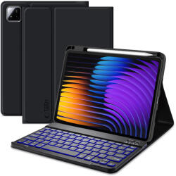 Xiaomi Pad 7 (11.2) / Pad 7 Pro (11.2), Bluetooth billentyűzetes mappa tok, érintőceruza tartó, érintőceruza nélkül, TP SC Pen Holder + Keyboard, fekete