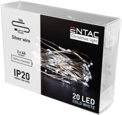 Entac Karácsonyi Beltéri Drótfüzér 20 LED hideg fehér 1, 1m (ECL-S20CW)