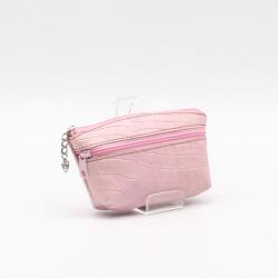 Amnisu rózsaszín krokkómintás kettő cipzáras bőr kulcstartó b4006