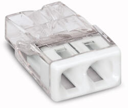 Wago 2273-202 vezeték összekötő 2 x 0, 5-2, 5mm2 -es tömör vezetékhez, nem oldható, átlátszó házban, fehér fedéllel WAGO ( 2273-202 ) (2273-202)