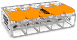 WAGO 221-615 (15 db/doboz) vezeték összekötő 5 x 0, 5-6mm2 -es tömör és sodrott vezetékhez, oldható, lapos kivitel , átlátszó házban, WAGO ( 221-615 ) (221-615)