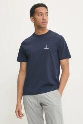 Abercrombie & Fitch pamut póló sötétkék, férfi, nyomott mintás, KI123-4189 - sötétkék L