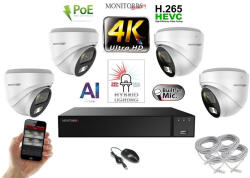 Monitorrs Security - AI Hybrid Light IP kamerarendszer 4 kamerával 8 Mpix WD - 6481k4