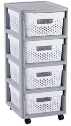 Keter Fiókos tároló, újrahasznosított műanyag, 4x11 l, CURVER "Infinity", szürke/fehér (231556)