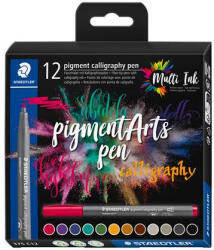 STAEDTLER Kalligrafikus filctoll készlet, 2 mm, STAEDTLER "Pigment 375", 12 különböző szín (375 C12)