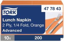 Tork papírszalvéta 2 rétegű 33x33 cm 1/4 hajtású 200 lap/csomag - narancs