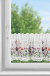 Takoy Vitrázs függöny BELLA etaminból virágmintával és csipkével díszítve 150 x 30 cm