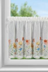 Takoy Perdea din vitraliu NATI realizată din etamină, decorată cu un imprimeu de flori și dantelă 150 x 60 cm