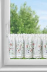 Takoy Perdea din vitraliu realizată din etamină cu un imprimeu flori câmp de vară și dantelă 150 x 30 cm