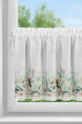 Takoy Perdea din vitraliu ESTERA realizată din etamină, decorată cu un imprimeu de flori și dantelă 150 x 60 cm
