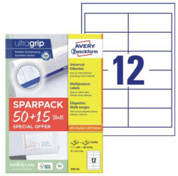 AVERY Etikett címke, 97x42, 3mm, univerzális, 65 lap, 12 címke/lap Avery, fehér - bestoffice