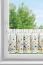 Takoy Perdea din vitraliu ROZALIE realizată din etamină, decorată cu un imprimeu de flori și dantelă 150 x 30 cm