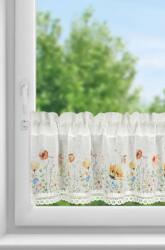 Takoy Perdea din vitraliu NATI realizată din etamină, decorată cu un imprimeu de flori și dantelă 150 x 30 cm