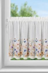 Takoy Perdea din vitraliu ROZALIE realizată din etamină, decorată cu un imprimeu de flori și dantelă 150 x 60 cm