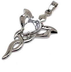 MyVanilla Ásvány Csepp medál fém trefoil Howlit 2, 5x4cm