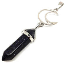 MyVanilla Ásvány Vogel medál fém hold Goldstone kék 8x35mm