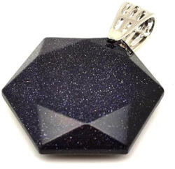 MyVanilla Ásvány Hexagon medál Goldstone kék 3cm