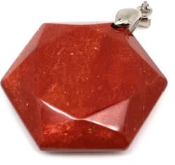MyVanilla Ásvány Hexagon medál Jáspis vörös 3cm