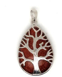 MyVanilla Ásvány Felezett csepp medál fa goldstone vörös 25x35mm