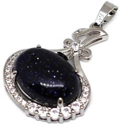 MyVanilla Ásvány Ovális medál fém str Goldstone kék 2, 5x3cm