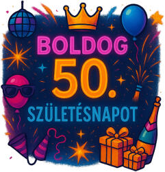  Boldog 50. Születésnapot partys bögre (Boldog_50_Szuletesnapot_partys_bogre)