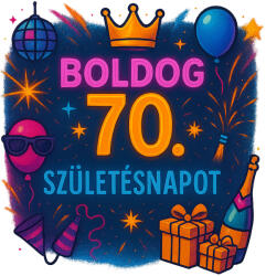  Boldog 70. Születésnapot partys bögre (Boldog_70_Szuletesnapot_partys_bogre)