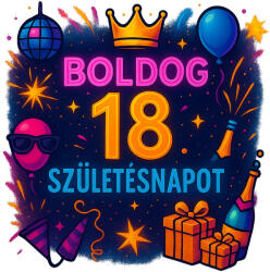  Boldog 18. Születésnapot partys bögre (Boldog_18_szuletesnapot_partys_bogre)