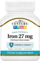 21st Century Iron Ferrous Gluconate, 27 mg, 110 таблетки, 21st Century (9166)