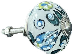 Etnikoshop Kézi festésű vintage stílusú porcelán bútorgomb (20061)