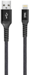 Well Cablu de Date si Incarcare WELL USB la Lightning 1m MFI Negru (CABLE-USB/LIGHT-1BK05-WL)