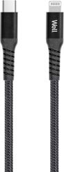 Well Cablu WELL USB-C - Lightning 1m Black (CABLE-USBC/LIGHT-1BK05-WL)