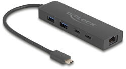 Delock 10 Gbps USB Hub 2, 5 Gigabit LAN Porttal És PD 85 Watt