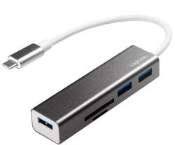 LogiLink USB 3.2 Gen 1x1 USB-C 3 Portos Hub, Kártyaolvasóval