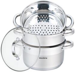 Klausberg Rozsdamentes Gőzölő, 3, 1 liter űrtartalommal, 4 db, indukciós, fedéllel (KB-7139)